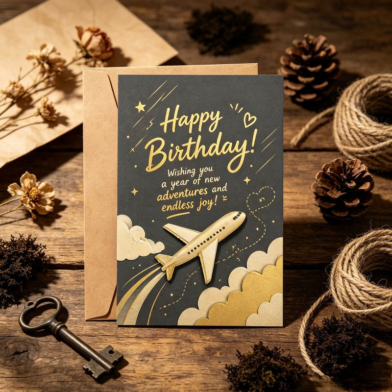 Aviation Birthday Greeting Card – Pilot & Airplane Theme