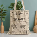Travel-Themed Tote Bag – Double-Sided Printed Design